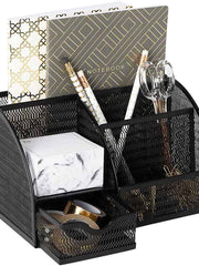 Load image into Gallery viewer, Fontvieille Unique Metal Black Desk Organizer with Drawer