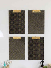 Load image into Gallery viewer, Set of 4 Decorative Clipboards with Dark Geometric Patterns and Gold foil
