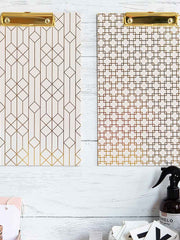 Load image into Gallery viewer, Set of 4 Decorative Clipboards with Light Pink Patterns and Gold Foil