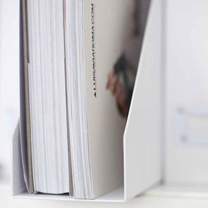 Load image into Gallery viewer, Foldable Magazine File Holder with Leather Label Holder - Set of 6 - White