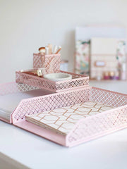 Load image into Gallery viewer, Riviera 6 Piece Pink Interlocking Desk Organizer Set