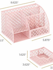 Load image into Gallery viewer, Riviera Designer Metal Desk Organizer with Drawer - Pink