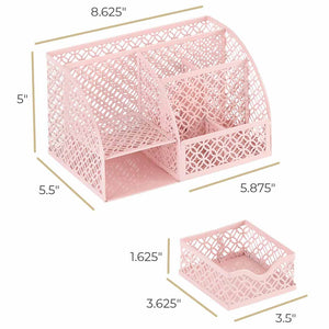 Load image into Gallery viewer, Riviera Designer Metal Desk Organizer with Drawer - Pink
