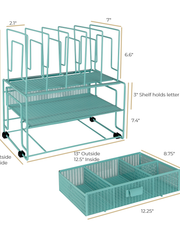 Load image into Gallery viewer, Fontvieille Desk Organizer with File Sorters and Drawer - Aqua