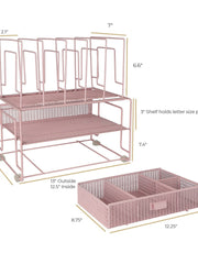 Load image into Gallery viewer, Fontvieille Desk Organizer with File Sorters and Drawer - Pink