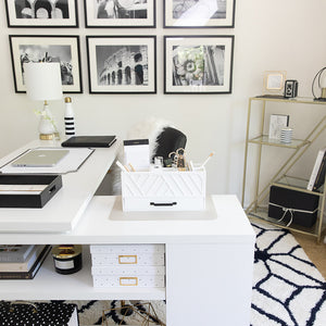 Load image into Gallery viewer, White Wooden Pen Organizer - Pencil Organizer