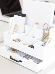 Load image into Gallery viewer, White Wooden Office Supplies Organizer