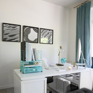 Load image into Gallery viewer, Fontvieille Desk Organizer with File Sorters and Drawer - Aqua