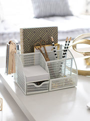 Load image into Gallery viewer, Fontvieille Unique Metal White Desk Organizer with Drawer