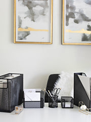 Load image into Gallery viewer, Fontvieille 5 Piece Black Desk Organizer Set With Desktop Hanging File Organizer