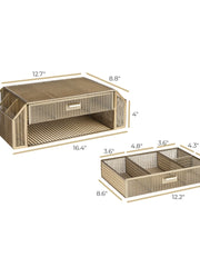 Load image into Gallery viewer, Gold Monitor Stand with Drawers