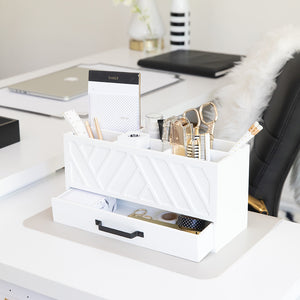 Load image into Gallery viewer, White Wooden Pen Organizer - Pencil Organizer