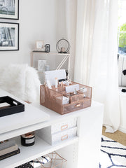 Load image into Gallery viewer, Rose Gold Desk Organizer with Drawer