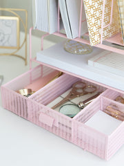 Load image into Gallery viewer, Fontvieille Desk Organizer with File Sorters and Drawer - Pink