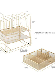 Load image into Gallery viewer, Fontvieille Desk Organizer with File Sorters and Drawer - Gold