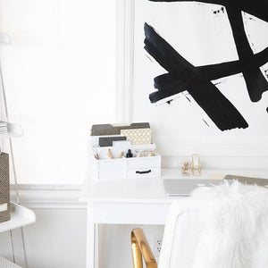 Load image into Gallery viewer, White Wooden Mail Organizer with Pen Holder and Drawer