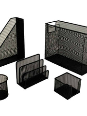 Load image into Gallery viewer, Fontvieille 5 Piece Black Desk Organizer Set With Desktop Hanging File Organizer