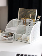 Load image into Gallery viewer, Fontvieille Unique Metal White Desk Organizer with Drawer