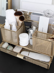 Load image into Gallery viewer, Gold Desk Organizer with Drawer