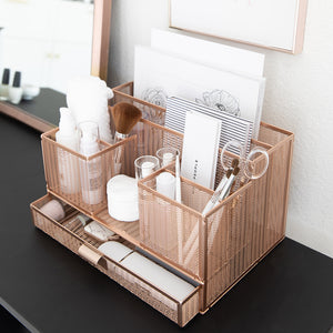 Load image into Gallery viewer, Rose Gold Desk Organizer with Drawer