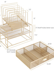 Load image into Gallery viewer, Gold Desk Organizer with File sorters and Drawer