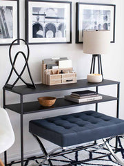 Load image into Gallery viewer, Natural Wood Mail Organizer with Pen Holder and Drawer