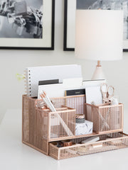 Load image into Gallery viewer, Rose Gold Desk Organizer with Drawer