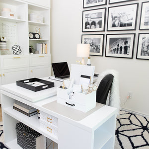 Load image into Gallery viewer, White Wooden Office Supplies Organizer