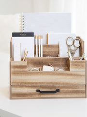 Load image into Gallery viewer, White Wooden Office Supplies Organizer with Drawer by Blu Monaco