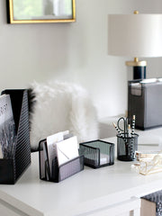 Load image into Gallery viewer, Fontvieille 5 Piece Black Desk Organizer Set With Desktop Hanging File Organizer