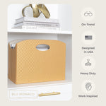 Load image into Gallery viewer, Gold Magazine Basket, PVC Leather Decorative Magazine Holder
