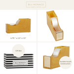 Load image into Gallery viewer, Acrylic Cute Tape Dispenser – Sleek Desktop  Tape Cutter for Office &amp; Home – Smooth Cutting Blade &amp; Non-Slip Base – Fits Standard &amp; Large Rolls (Woodgrain Surface)
