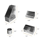 Load image into Gallery viewer, Blu Monaco Chrome Desk Organizer for Men - 4 Piece Desktop Organizer and Accessories Set - Letter - Mail Organizer, Sticky Note Holder, Pen Cup, Magazine File Holder - Galvanized - Chrome Finish
