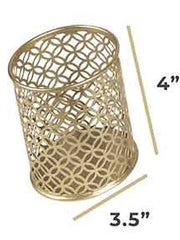 Load image into Gallery viewer, BLU MONACO Gold Pen Cup - Metal Pencil Cup - Gold Desktop Pencil Holder - Desk Pen Holder
