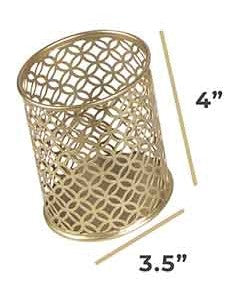 Load image into Gallery viewer, BLU MONACO Gold Pen Cup - Metal Pencil Cup - Gold Desktop Pencil Holder - Desk Pen Holder
