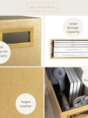 Load image into Gallery viewer, Gold Magazine Basket, Gold Magazine Holder, Gold Magazine Rack, Magazine Holder Floor, and Magazine Holder Bathroom Storage Décor Stylish Book Basket and Magazine Organizer - Narrow Basket Blu Monaco