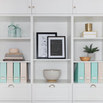 Load image into Gallery viewer, BLU MONACO Set of 4 Foldable Cute Magazine File Holders with Gold Label Holders - 2 Pink and 2 Aqua with Fun Gold Geometric Patterns - Stylish and Durable Magazine Storage for Home and Office
