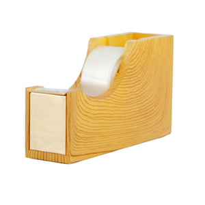 Load image into Gallery viewer, Acrylic Cute Tape Dispenser – Sleek Desktop  Tape Cutter for Office &amp; Home – Smooth Cutting Blade &amp; Non-Slip Base – Fits Standard &amp; Large Rolls (Woodgrain Surface)
