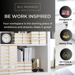 Load image into Gallery viewer, BLU MONACO Set of 4 Gold and White Striped Magazine File Boxes with Gold Label Holders - Ideal File Organizer Box for Desk Accessories, File Folder Holder, Office Supplies, and Book Organizer
