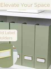Load image into Gallery viewer, Set of 6 Foldable Magazine File Holders in Earth Green with Label Holders
