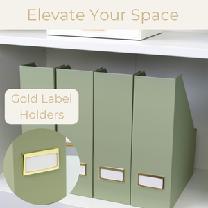 Set of 6 Foldable Magazine File Holders in Earth Green with Label Holders