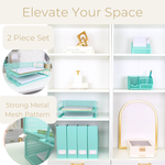 Load image into Gallery viewer, Fontveille Aqua Mesh Paper Tray - Set of 2 - Stylish Mesh Document &amp; Letter Tray for Home &amp; Office

