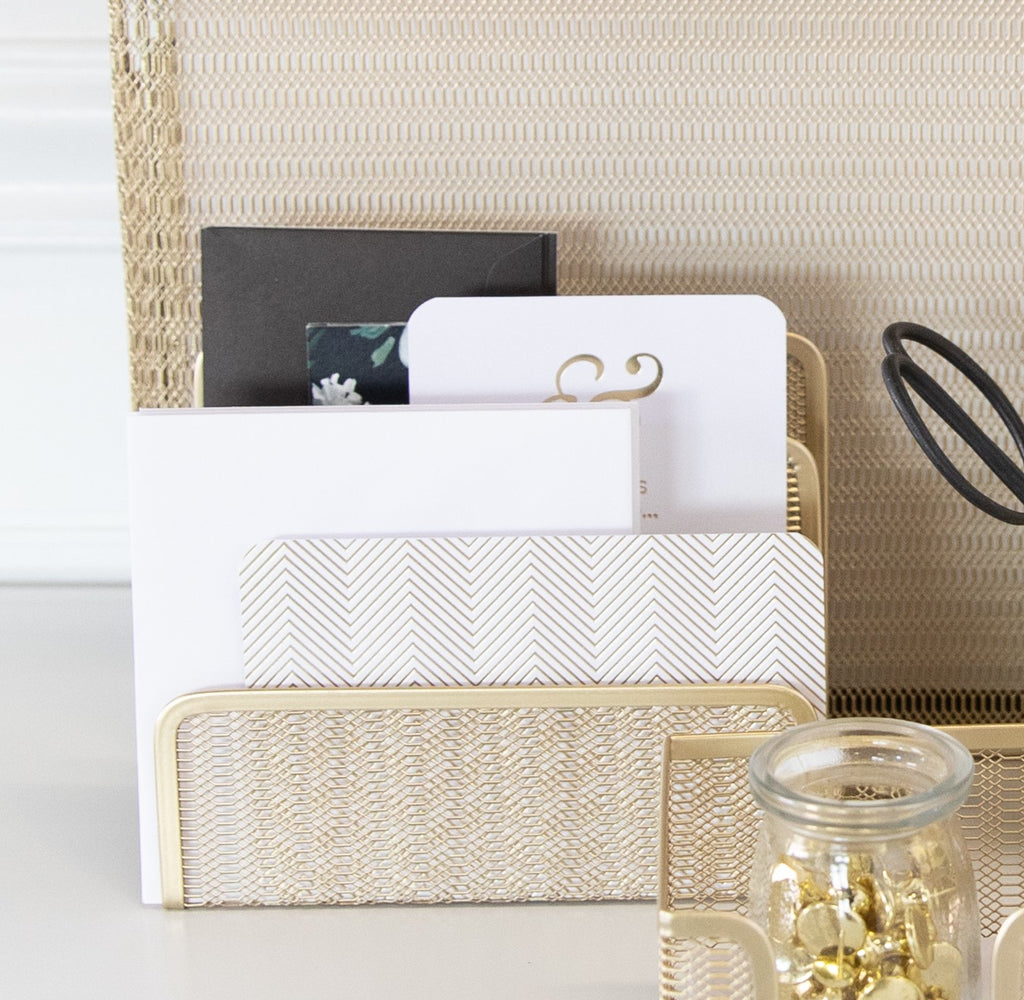 Gold Mail Organizer for Desk - Mail Holder Countertop - Letter Organiz ...