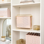 Load image into Gallery viewer, Set of 12 Pink Cute Hanging File Folders Letter Size with Geometric Gold Foil Designs, Letter Size Decorative Hanging Folders for Filing Cabinet and Hanging File System, File Cabinet Folders
