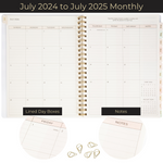 Load image into Gallery viewer, Teacher Planner 2024-2025 Academic Year - Cream Gold Dots Academic Planner 2024-2025 8.5” x 11” - Weekly Monthly Calendar Lesson Planner Gold Spiral Bound July 2024-2025 - 215 Stickers and Bookmark
