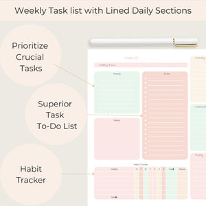 Pastel Weekly Planner Notepad – To-Do List with Habit Tracker and 52 Tear-Off Sheets – Beautiful Pastel Desk Planner for Goals, Priorities, and Self-Care