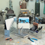 Load image into Gallery viewer, Blu Monaco Chrome Desk Organizer for Men - 4 Piece Desktop Organizer and Accessories Set - Letter - Mail Organizer, Sticky Note Holder, Pen Cup, Magazine File Holder - Galvanized - Chrome Finish
