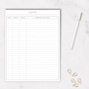 Activity Log Notepad - Log Comprehensive 50-Page - Sign in Sheet - Your Ultimate Activity Log, and Daily Log for Work by Blu Monaco