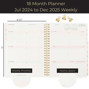 Large Planner 2024-2025 Daily Weekly Monthly Planners 2024-2025 for Women - 18 Month Planner 2024-2025 - Mom, Work, School Calendar Planner 8.5" x 11" Appointment Book with 419 Stickers and Bookmark