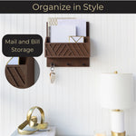 Load image into Gallery viewer, Mail Organizer Wall Mounted - Brown Wooden Mail Holder for Modern Keys Holder
